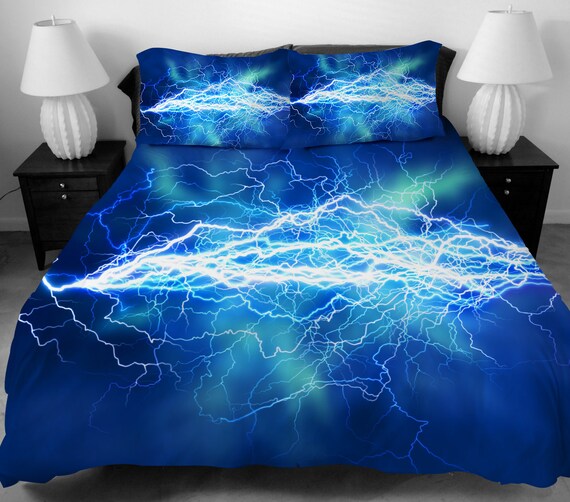 3 Pcs Lightning Duvet Cover With 2 Matching Pillow Case Twin Etsy
