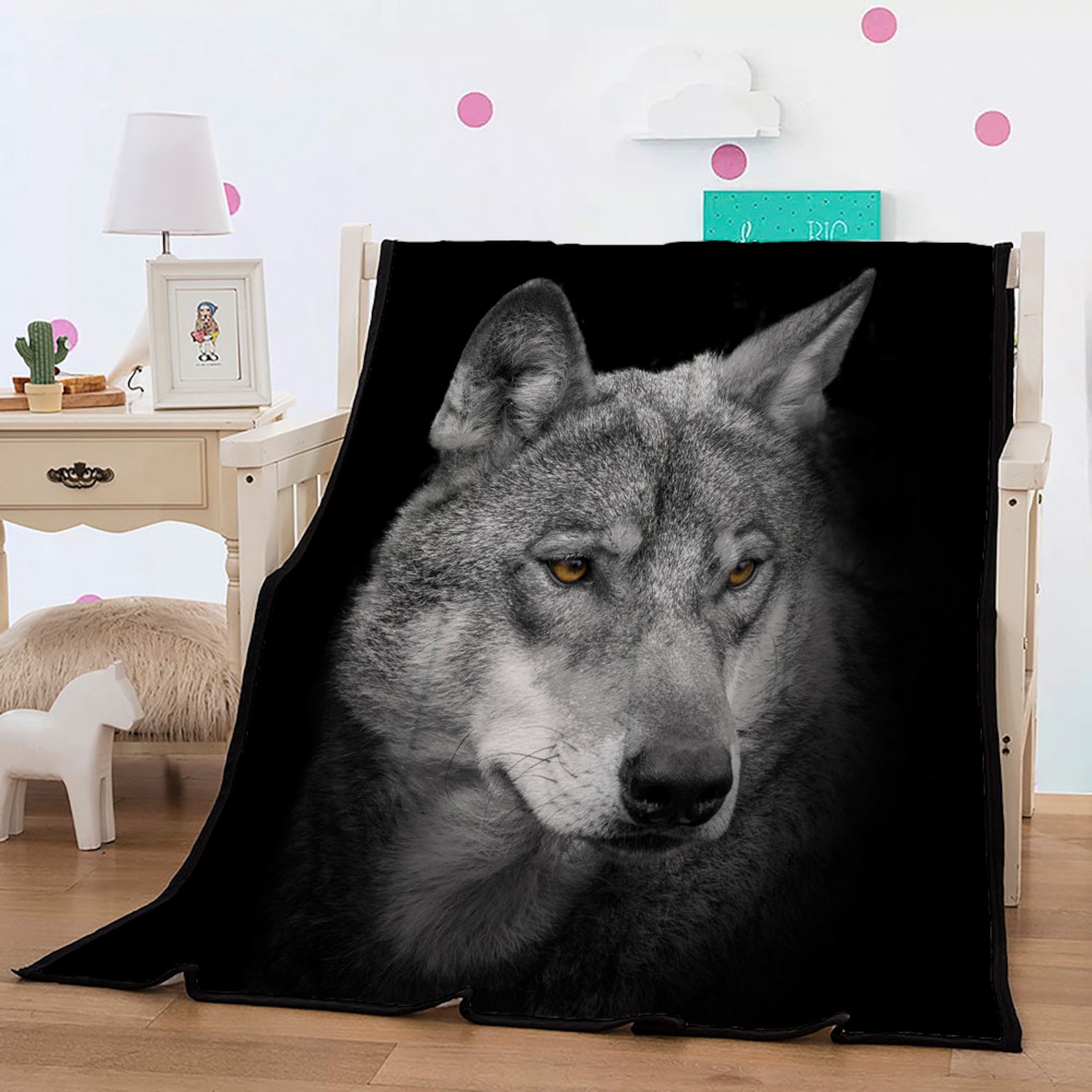 Black Wolf Blanket Comfort Warmth Soft Cozy Air Conditioning Etsy