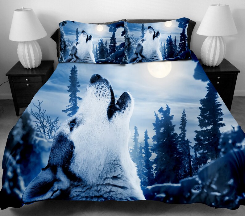 3 Pcs WOLF Pattern Bedding Set Full Queen King Size Duvet Etsy