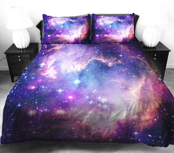 3 Pcs Purple Galaxy Duvet Cover With 2 Matching Pillow Case Etsy