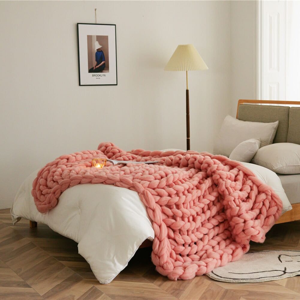 Handmade knotted blanket chunky wool blanket Etsy