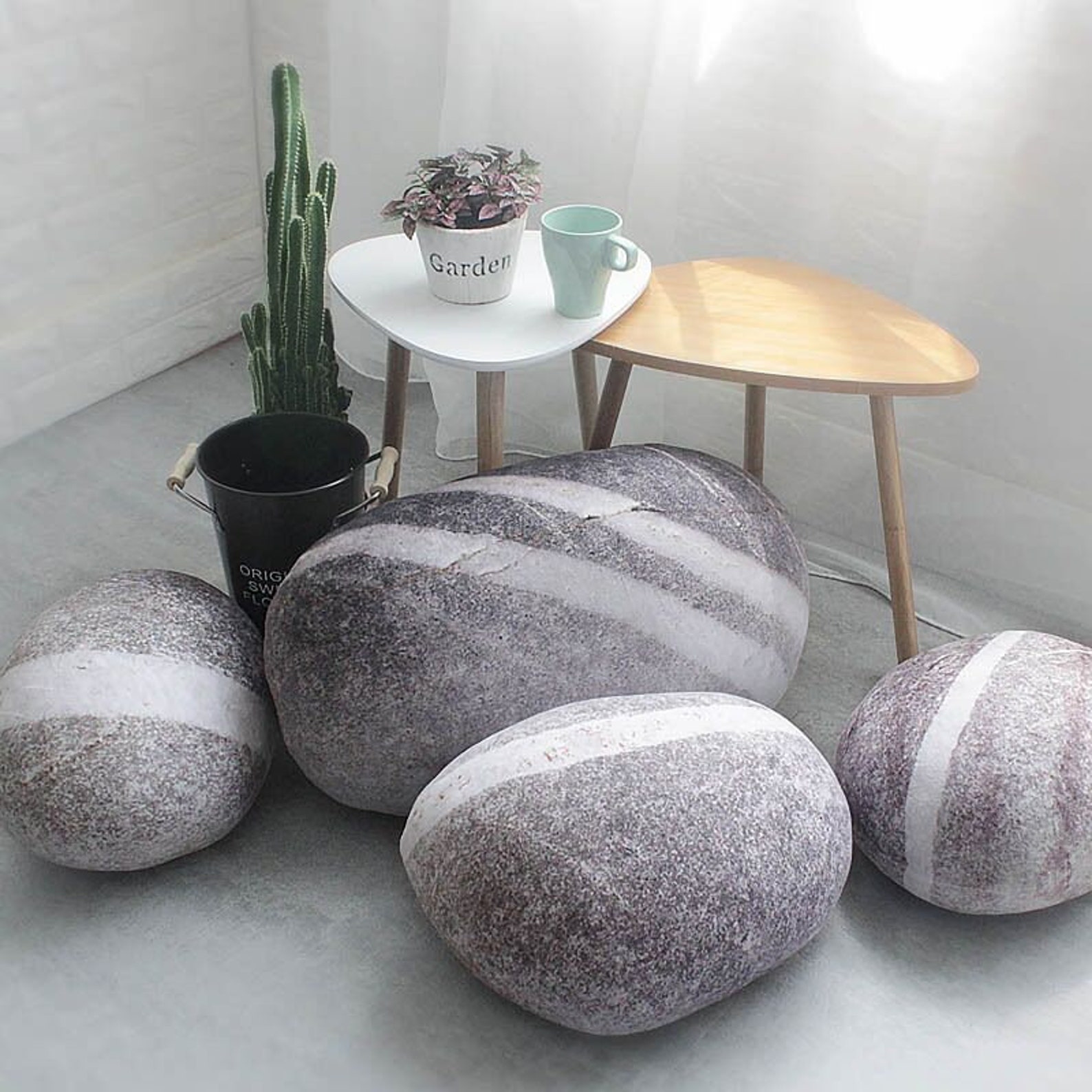 Large Stuffed Rocks Stone Pillows Home Decoration Pebble Etsy