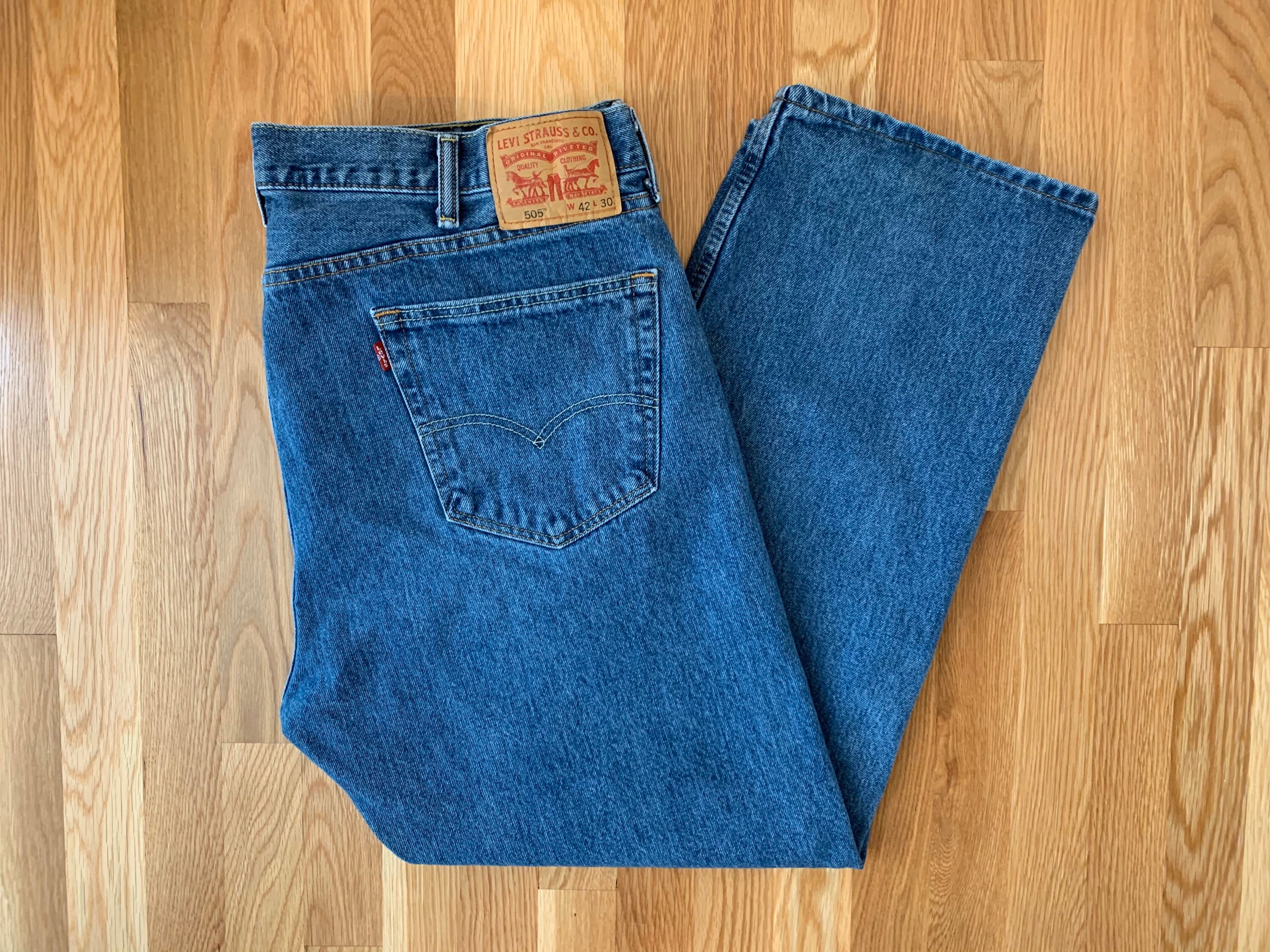 Levi's 505 42 Men's Red Tab Medium Wash Vintage Jeans Etsy UK