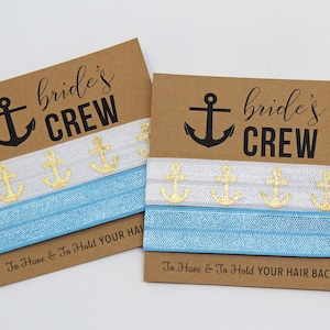 Bride&#39;s Crew Hair Ties, Elastic Hair Ties, Elastic Wrist Bands/Bracelets, Bridal Favors, Hair Tie Favors, Bridesmaid Proposal, Bachelorette