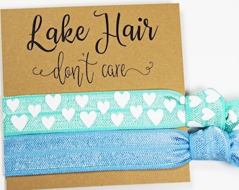 Lake Hair Don't Care Hair Ties, Elastic Hair Ties, Wristbands, Party Favors, Birthday Favors, Bachelorette Favors, Hair Tie Favors