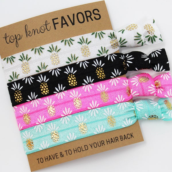 Pineapple Express Hair Tie Set, Hair Ties, Elastic Hair Ties, Elastic Wrist Bands, Elastic Bracelets, Tropical Hair Ties