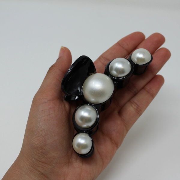 Large Pearl Hair Clip, French Barette, Minimalist Hair Claw, Statement Hair Claw, For All Hair Types, For Thick Hair, Everyday Clip