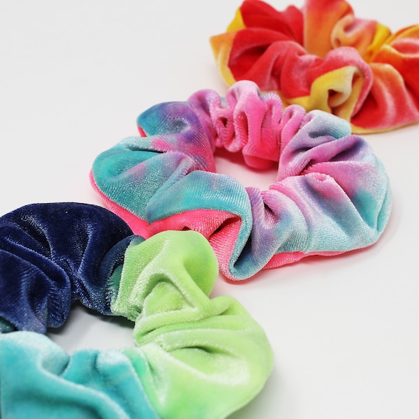 Colorful Tie Dye Hair Scrunchie, Hair Scrunchy, Hair Ties, Top Knot, Hair Accessories, Gift Set, Favors, One Hair Scrunchie, Handmade