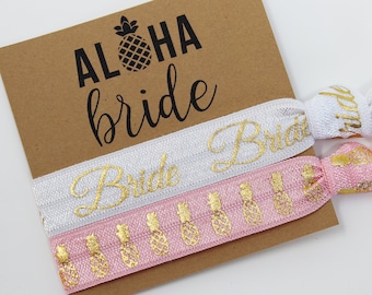 Aloha Bride Hair Ties, Elastic Hair Ties, Elastic Wrist Bands/Bracelets, Party Favors, Wedding Favors, Hair Tie Favors