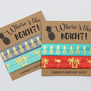 Where&#39;s the Beach Hair Ties, Elastic Hair Ties, Elastic Wristbands, Beach Party Favors, Birthday Party Favors, Hair Tie Favors, Bachelorette
