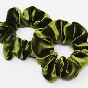 Olive Velvet Hair Scrunchie, Hair Tie, Gentle Hair Elastic, Hair Accessory, Handmade Favor/Gifts, One Hair Scrunchie