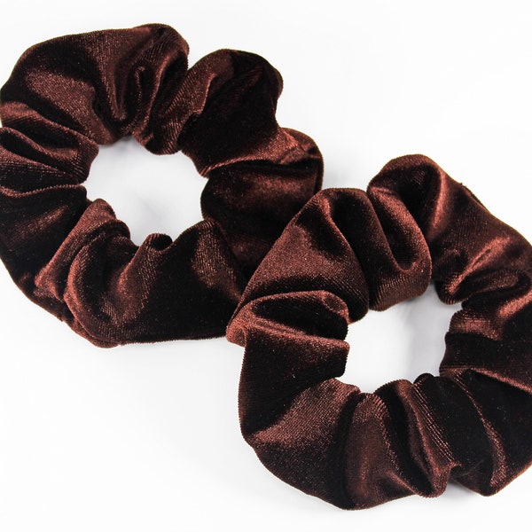 Brown Velvet Hair Scrunchie, Hair Tie, Gentle Hair Elastic, Hair Accessories, Handmade Favors or Gift, One Hair Scrunchie