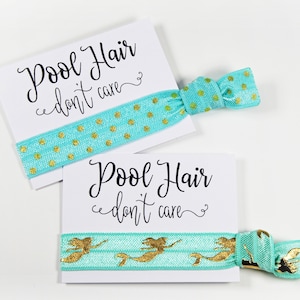 Pool Hair Don&#39;t Care Hair Ties, Elastic Hair Ties, Elastic Wristband, Party Favors, Birthday Favors, Bachelorette Favors, Hair Tie Favors