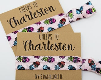 Cheers to Charleston Hair Ties, Charleston Bachelorette Hair Ties, Bachelorette Party Favors, Elastic Hair Ties, Wrist Band, Hair Tie Favors