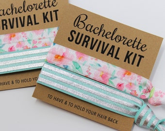 Bachelorette Survival Kit Hair Ties, Bachelorette Favors, Elastic Wrist Bands/Bracelets, Bachelorette Party Favors, Wedding Favors