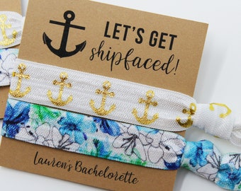 Let's Get Shipfaced Hair Ties, Bachelorette Favors, Elastic Wrist Bands/Bracelets, Bachelorette Party Favors, Beach Party Favors