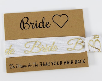 Bride Hair Ties, Elastic Hair Ties, Elastic Wrist Bands/Bracelets, Party Favors, Wedding Favors, Hair Tie Favors