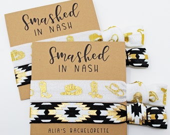 Smashed in Nash Hair Ties, Nashville Bachelorette Hair Ties, Bachelorette Party Favors, Elastic Hair Ties, Wrist Bands, Hair Tie Favors