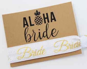 Aloha Bride Hair Ties, Elastic Hair Ties, Elastic Wrist Bands/Bracelets, Party Favors, Wedding Favors, Hair Tie Favors