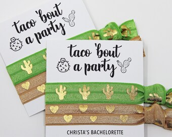 Taco 'Bout A Party Hair Ties, Bachelorette Hair Ties, Bachelorette Party Favors, Elastic Hair Ties, Wrist Bands, Fiesta Hair Ties