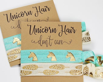 Unicorn Hair Don't Care Hair Ties, Elastic Hair Ties, Elastic Wristband, Party Favors, Birthday Favors, Bachelorette Favors, Hair Tie Favors