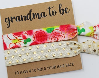 Grandma to Be Hair Ties, Elastic Hair Ties, Elastic Wrist Bands/Bracelets, Party Favors, Baby Shower Favors, Hair Tie Favors