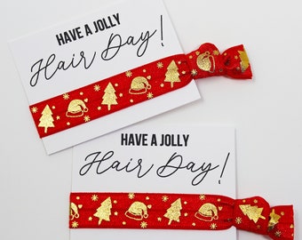 Holiday Hair Ties, Christmas Hair Ties, Holiday Gifts, Christmas Gifts, Holiday Favors, Christmas Favors, Jolly Hair Day