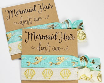 Mermaid Hair Don't Care Hair Ties, Elastic Hair Ties, Elastic Wristbands, Party Favors, Wedding Favors, Bachelorette Favors, Hair Tie Favors