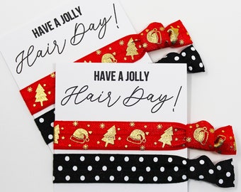 Holiday Hair Ties, Christmas Hair Ties, Holiday Gifts, Christmas Gifts, Holiday Favors, Christmas Favors, Jolly Hair Day