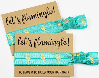 Let's Flamingle Hair Ties, Elastic Hair Ties, Elastic Wrist Bands/Bracelets, Party Favors, Wedding Favors, Hair Tie Favors