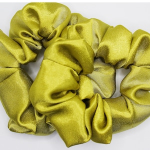 Olive Green Satin Hair Scrunchie, Hair Tie, Gentle Hair Elastic, Hair Accessories and Handmade Favors or Gifts, One Hair Scrunchie