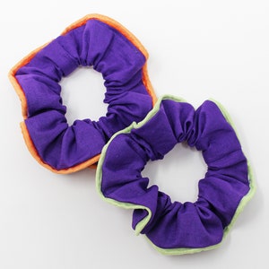 Purple Contrast Lace Hair Scrunchie, Scrunchy, Hair Tie, Top Knot, Gentle Hair Elastic, Hair Accessory, Gift, Handmade, One Scrunchie