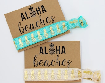 Aloha Beaches Hair Ties, Elastic Hair Ties, Elastic Wrist Bands/Bracelets, Party Favors, Wedding Favors, Hair Tie Favors