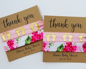 Thank You Baby Shower Hair Ties, Elastic Hair Ties, Elastic Wrist Bands/Bracelets, Party Favors, Baby Shower Favors, Hair Tie Favors