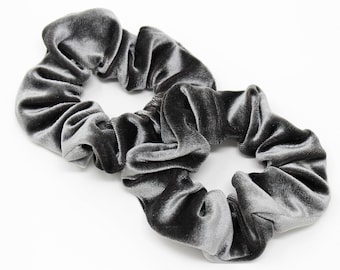 Charcoal Grey Velvet Hair Scrunchie, Velvet Scrunchy, Hair Tie, Gentle Hair Elastic, Hair Accessory, Handmade Favor/Gift, One Hair Scrunchie