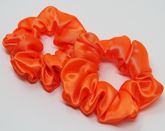 Orange Satin Hair Scrunchie, Hair Tie, Gentle Hair Elastic, Hair Accessory, Handmade Favor/Gifts, One Hair Scrunchie