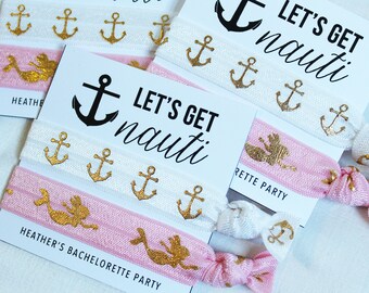 Let's Get Nauti Hair Ties, Bachelorette Favors, Elastic Wrist Bands/Bracelets, Bachelorette Party Favors, Wedding Favors