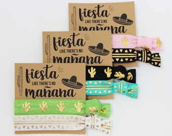 Fiesta Like There's No Manana Hair Ties, Bachelorette Favors, Elastic Wrist Bands/Bracelets, Bachelorette Party Favors, Wedding Favors