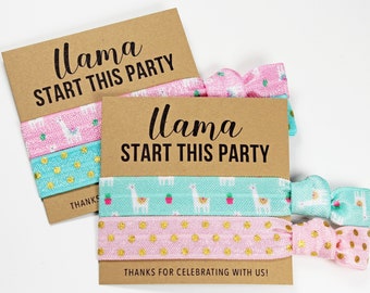 Llama Start This Party Hair Ties, Elastic Hair Ties, Elastic Wrist Bands, Birthday Party Favors, Bachelorette Favors, Hair Tie Favors