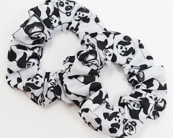 Panda Print Hair Scrunchies, Hair Ties, Gentle Hair Elastic, Hair Accessories and Handmade Favors or Gifts, For Kids