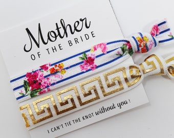 Mother of the Bride Hair Ties, Wedding Favors, Elastic Wrist Bands/Bracelets, For Mom