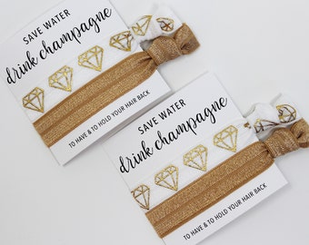 Save Water, Drink Champagne Hair Ties, Bachelorette Favors, Elastic Wrist Bands/Bracelets, Bachelorette Party Favors, Wedding Favors