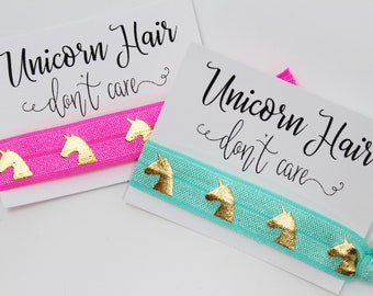 Unicorn Hair Don't Care Hair Ties, Elastic Hair Ties, Elastic Wristband, Party Favors, Birthday Favors, Bachelorette Favors, Hair Tie Favors