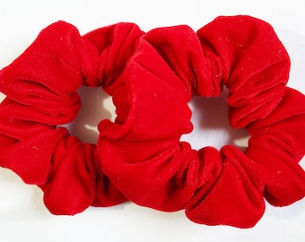 Red Velvet Hair Scrunchie, Hair Ties, Gentle Hair Elastic, Hair Accessories and Handmade Favors or Gifts