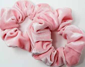 Light Pink Velvet Hair Scrunchie, Hair Tie, Gentle Hair Elastic, Hair Accessories and Handmade Favors or Gifts, One Hair Scrunchie