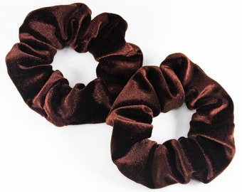 Brown Velvet Hair Scrunchie, Hair Tie, Gentle Hair Elastic, Hair Accessories, Handmade Favors or Gift, One Hair Scrunchie