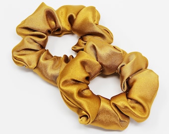 Bronze Satin Hair Scrunchie, Hair Tie, Gentle Hair Elastic, Hair Accessory, Handmade Favor/Gifts, One Hair Scrunchie