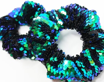 Mermaid Reversible Sequin Hair Scrunchie, Sequin Scrunchy, Top Knot, Hair Tie, Hair Accessories, Gift, Favors, Handmade, One Hair Scrunchie