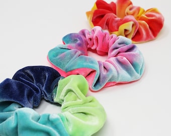 Colorful Tie Dye Hair Scrunchie, Hair Scrunchy, Hair Ties, Top Knot, Hair Accessories, Gift Set, Favors, One Hair Scrunchie, Handmade