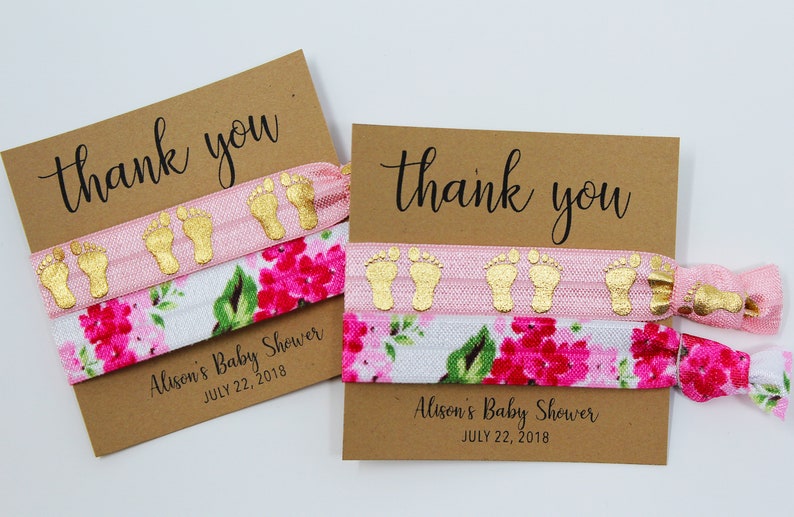 Thank You Baby Shower Hair Ties, Elastic Hair Ties, Elastic Wrist Bands/Bracelets, Party Favors, Baby Shower Favors, Hair Tie Favors image 1